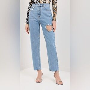 AREA (NWT $695) Crystal Heart Light Blue Jeans Sz 26